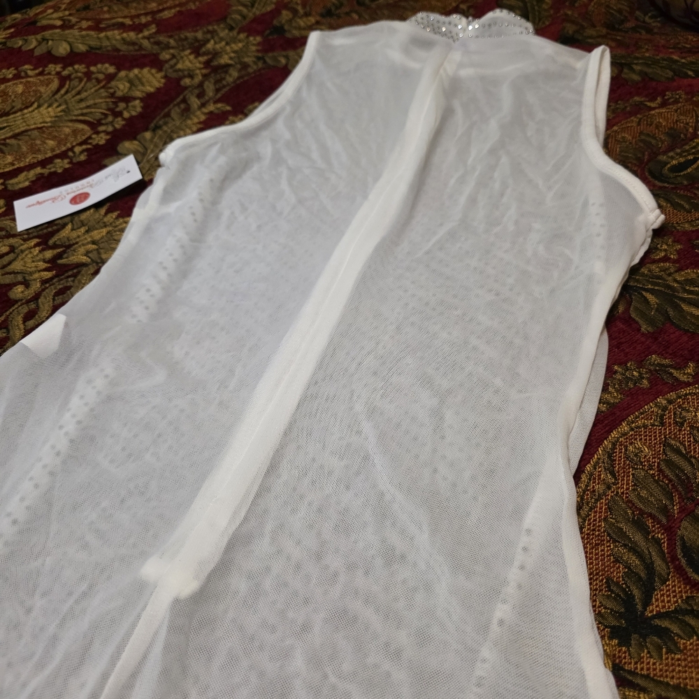 White Rhinestone Embellished Sleeveless Top - Picture 7 of 7